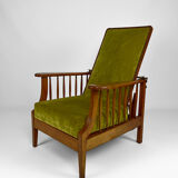 Morris armchair in beech and green velvet, United Kingdom, circa 1900