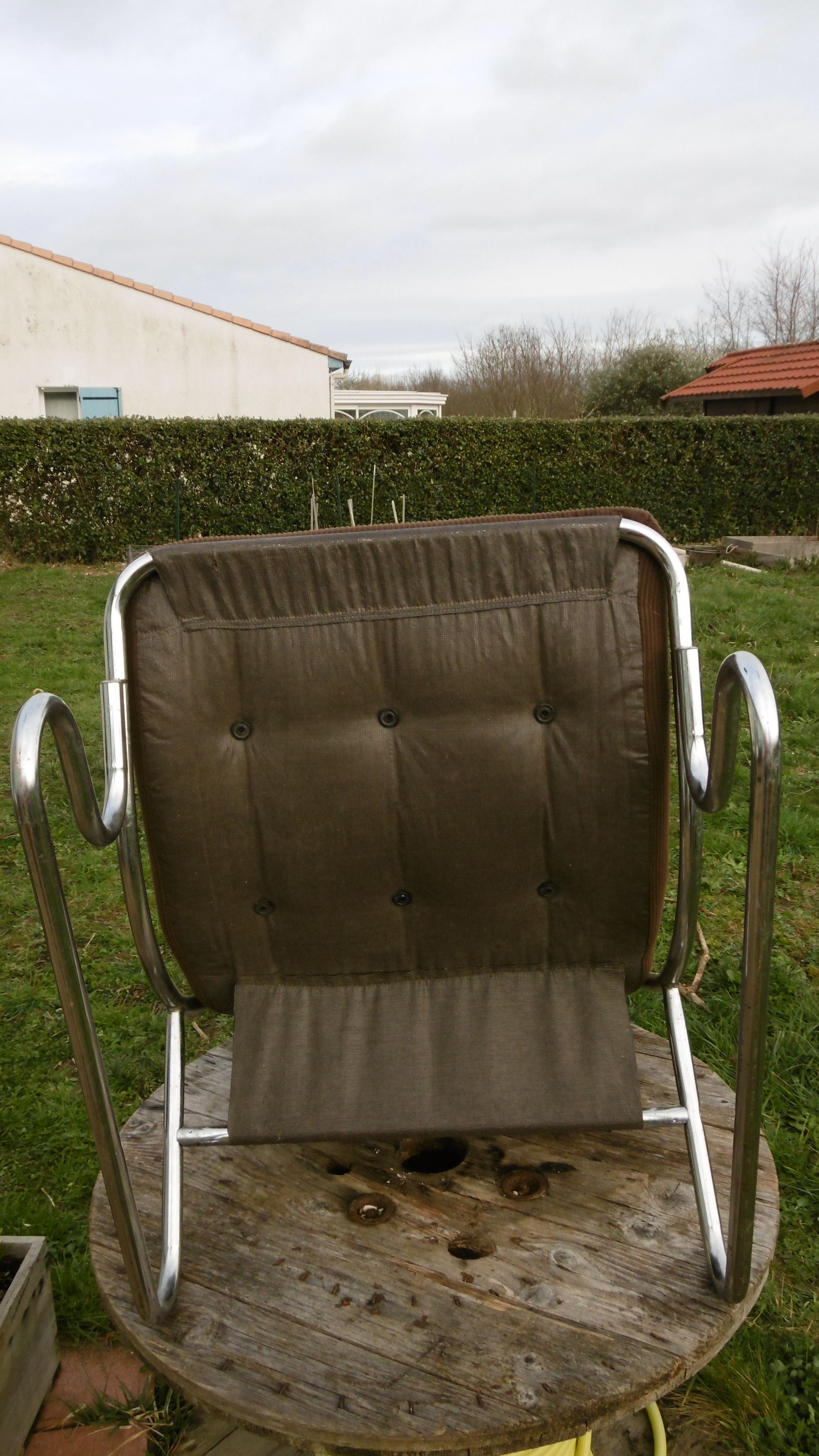 Chair tubular in Brown velvet of the 1970s