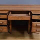 Solid oak pedestal desk, Régy establishments – 1940