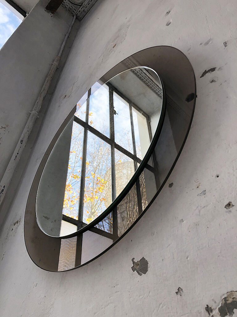 Smoked round design mirror Veca Italy