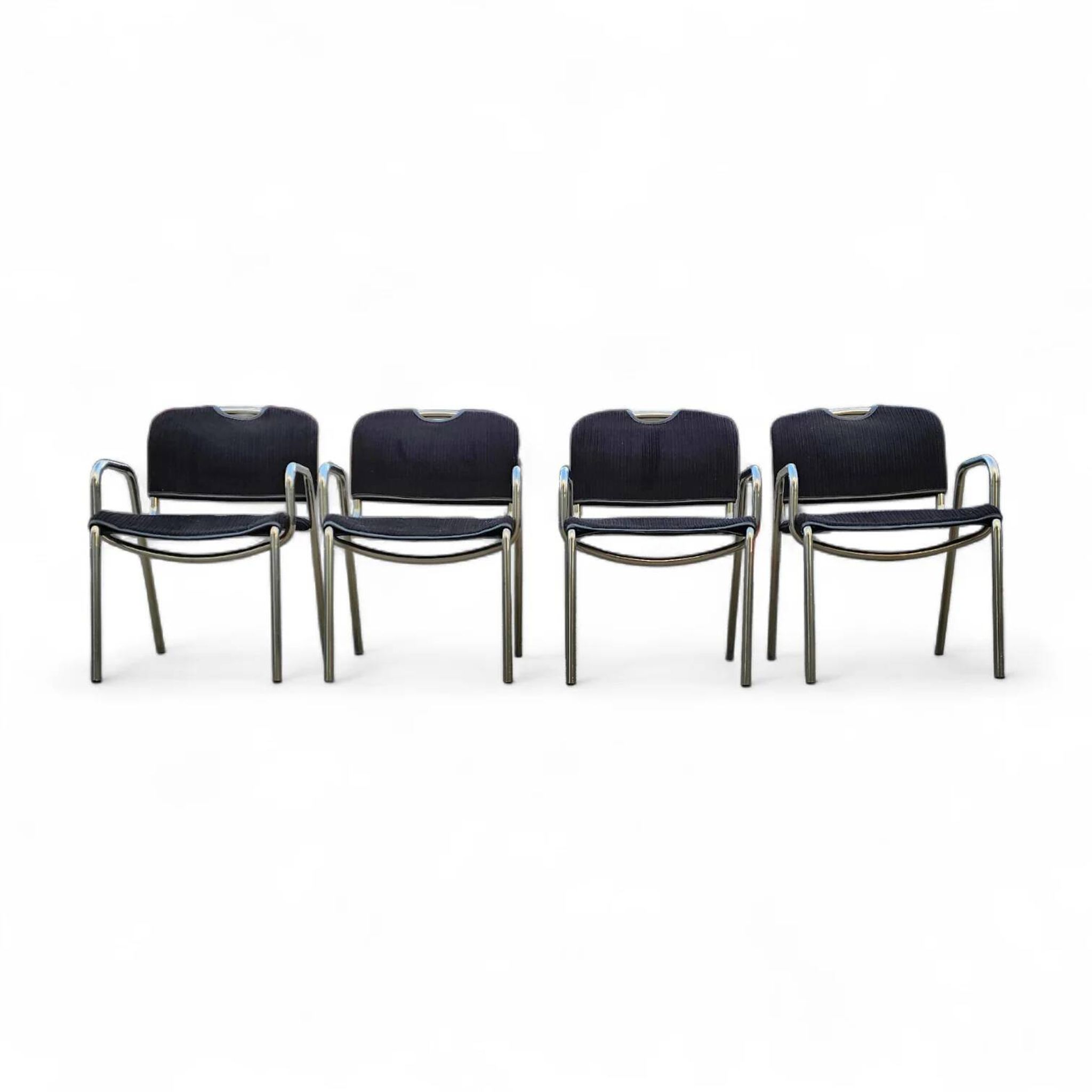 4 x black upholstery Castiglietta dining chairs by Castiglioni for Zanotta / Italy 1960s