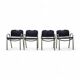 4 chaises de salle à manger en tissu noir Castiglietta par Castiglioni pour Zanotta / Italie années 1960
