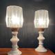 Pair of vintage lamps in marble and glass 70s