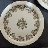 lot of 5 old Digoin Sarreguemines Clovis dessert plates gray floral decor