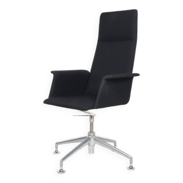 Chaise de conférence, Brunner, avec revêtement textile, noir, chrome