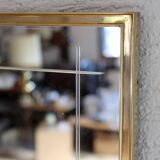 Vintage mirror engraved brass frame - 80x40cm