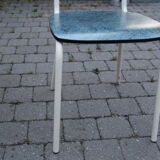 2 blue Formica cjaises, circa 1950