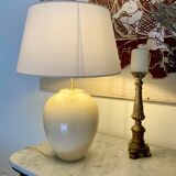 Earthenware lamp, fabric cable, fabric lampshade