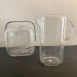 Transparent ice bucket and pitcher, Italian design Guzzini, 1970