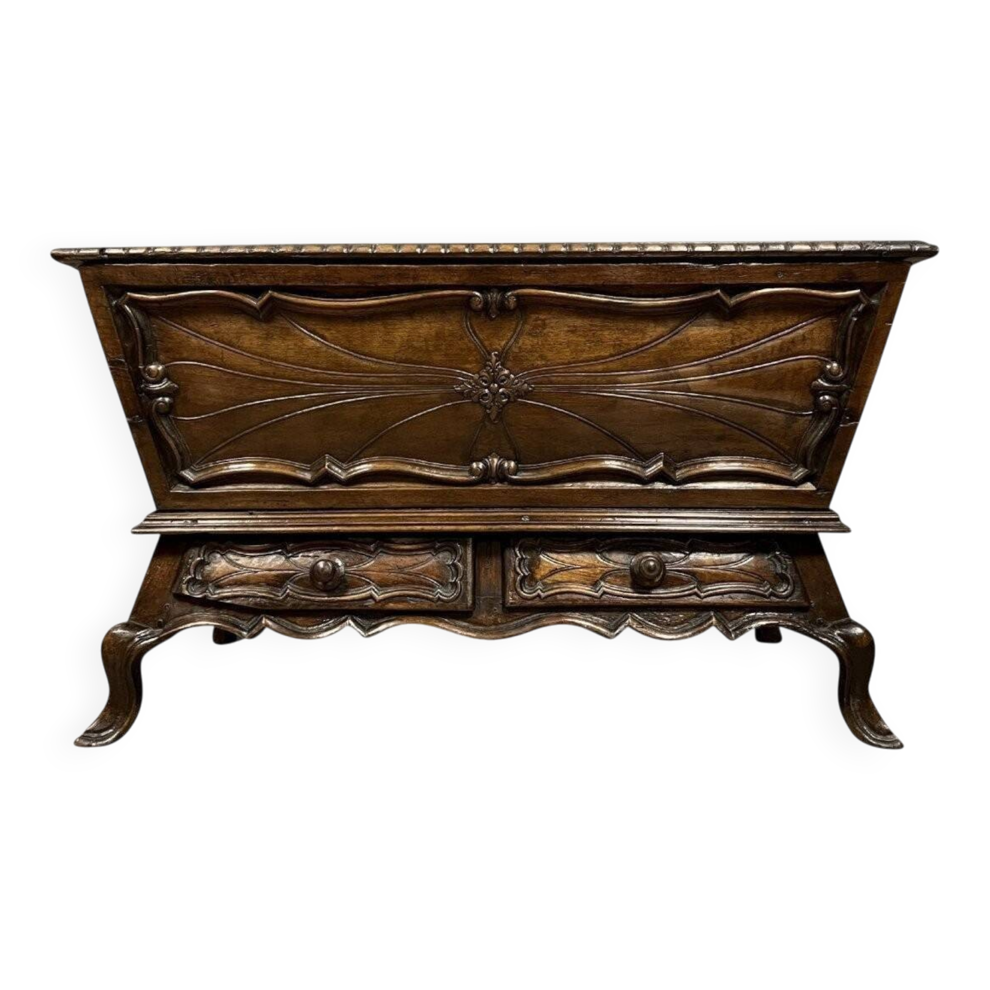 Louis XV style kneading trough in solid walnut