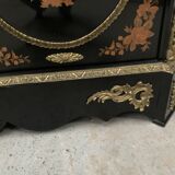 Meuble Napoléon III en bois noir et marqueterie de bois clair XIX siècle