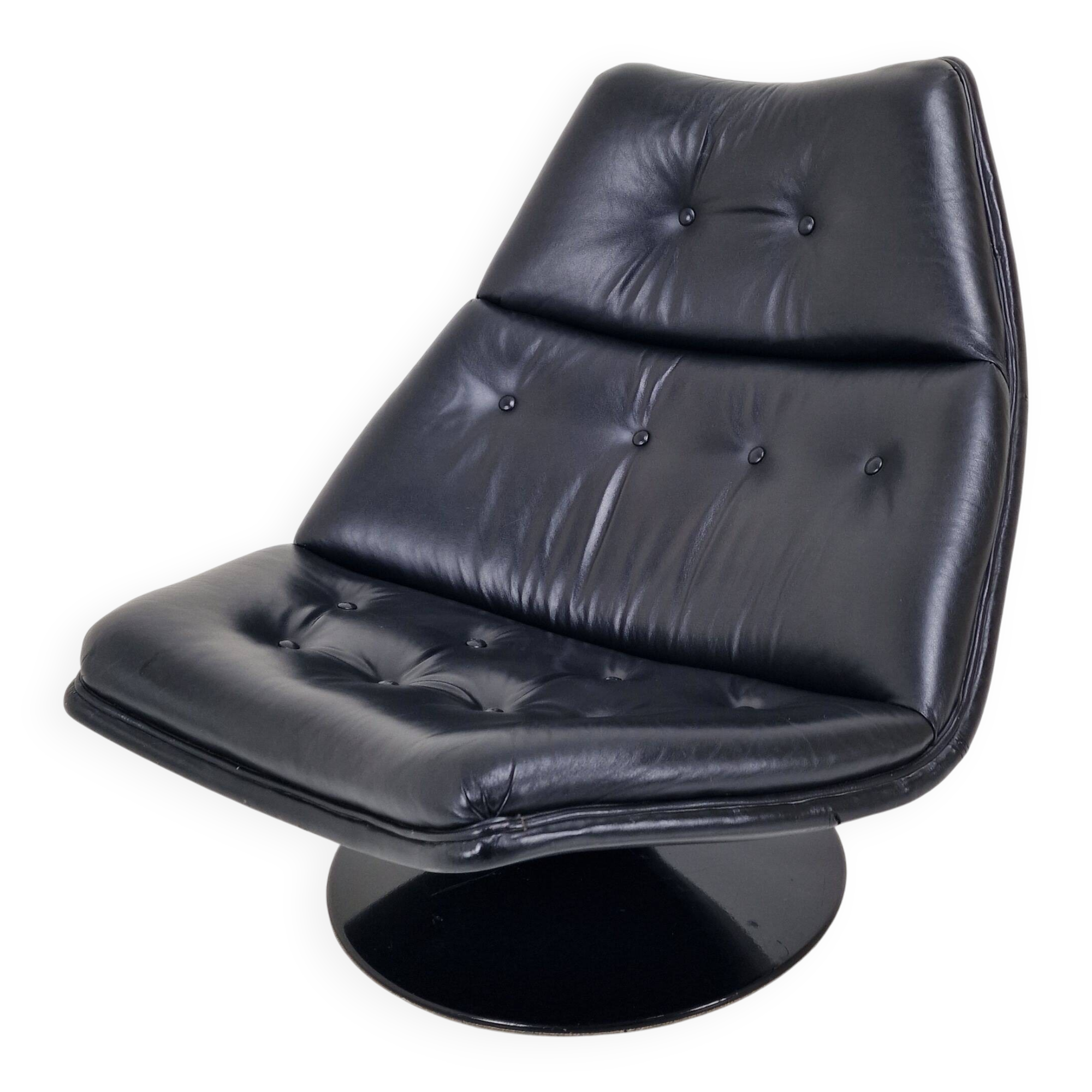 Artifort F511 Lounge Chair by Geoffrey Harcourt in Leather, 1970's