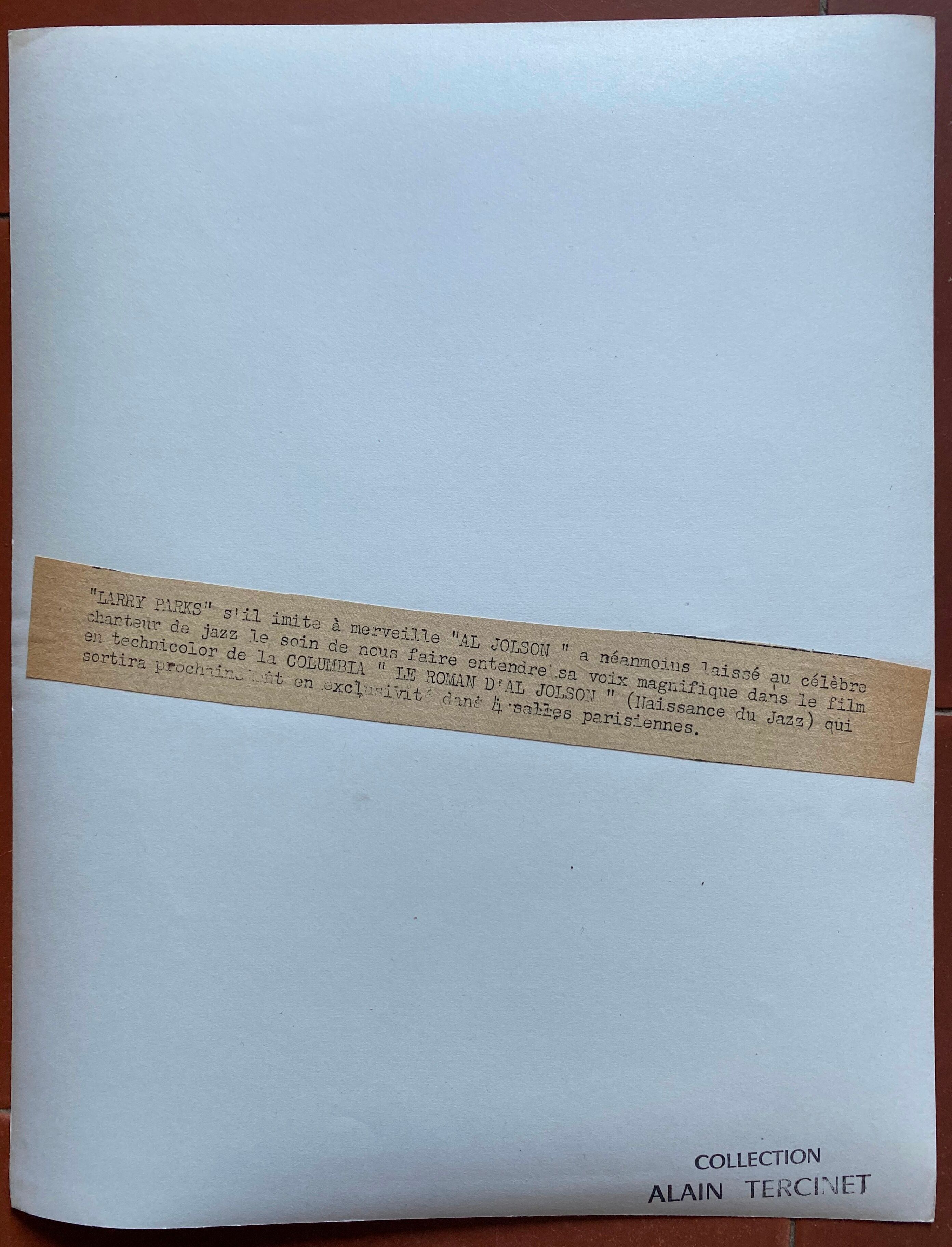 Photo original cinema "The Novel of Al Jolson" Larry Parks Jazz Singer 20x25cm 1946