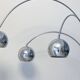 Sculptural Space Age Arco Floor Lamp, Chrome Metal, Three Lights, Reggiani