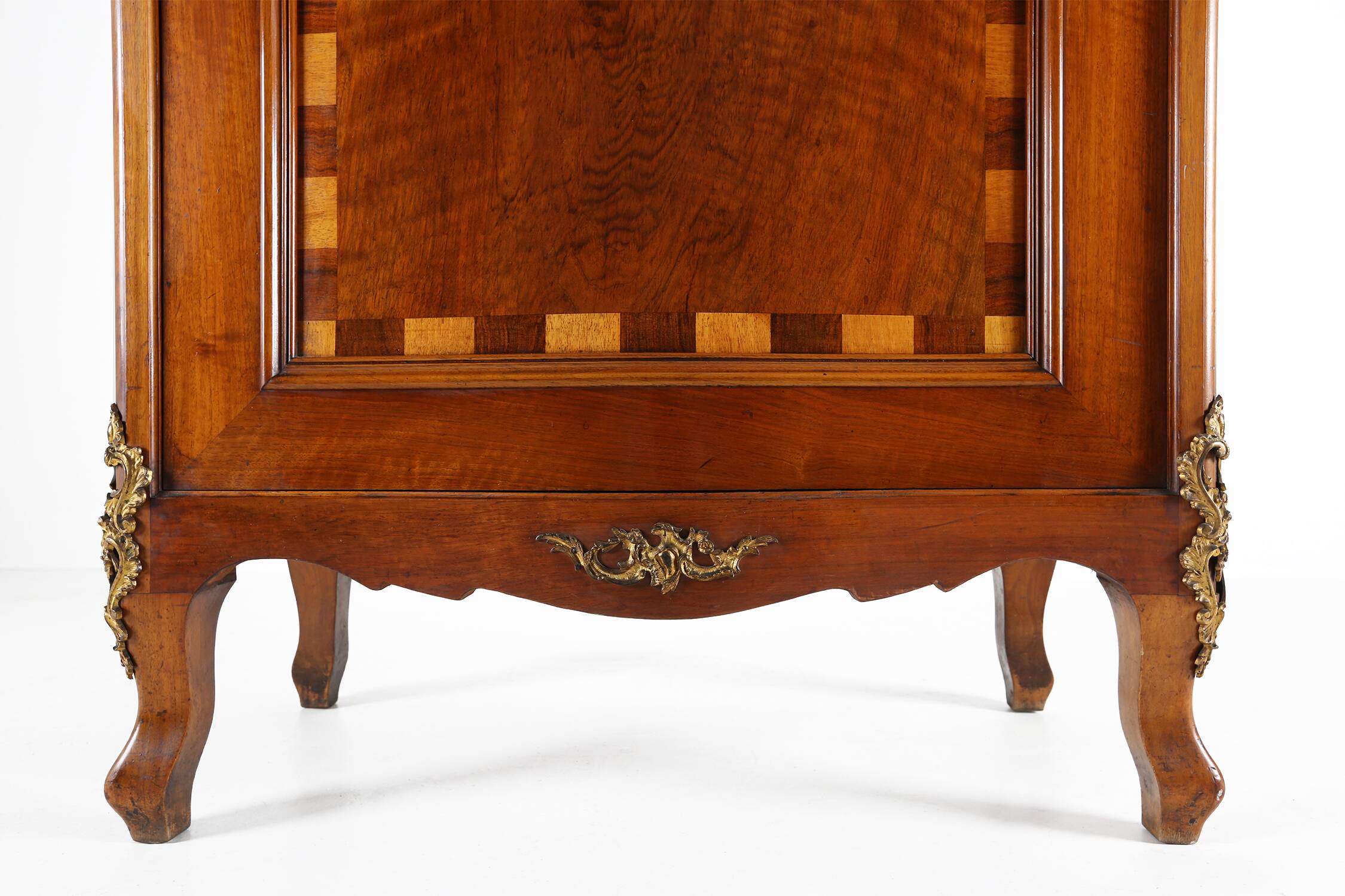 Antique wooden cabinet with inlay and bronze decorations, France ca. 1860