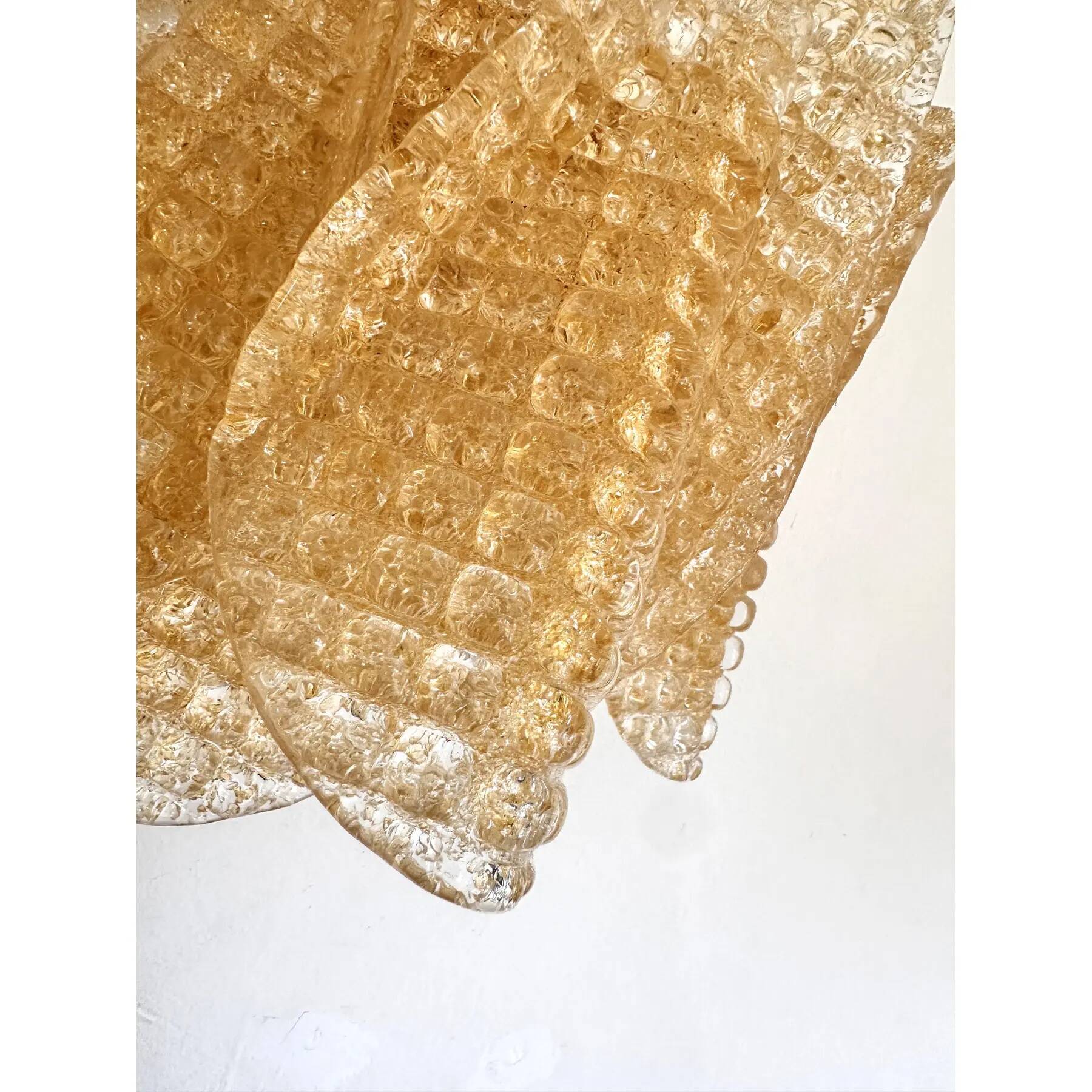 Contemporary Modern Gold "Granigli" "Rondini" Murano Glass Wall Sconces Set.