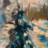 Tableau paysage de neige XXe