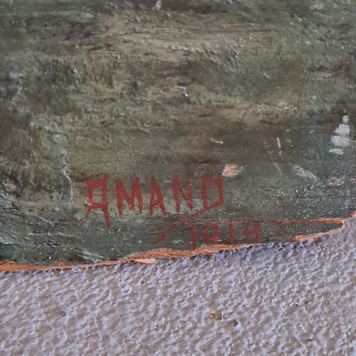 French WW1  Painting signed Amand and dated 1914