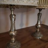 Pair of vintage brass bedside lamps