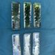 6 knife holders and a bottle bottom, glass, beveled mirror