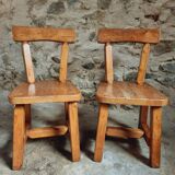 Pair of Canadian Brutalist Pine Chairs – Rustic Design from the 1970s