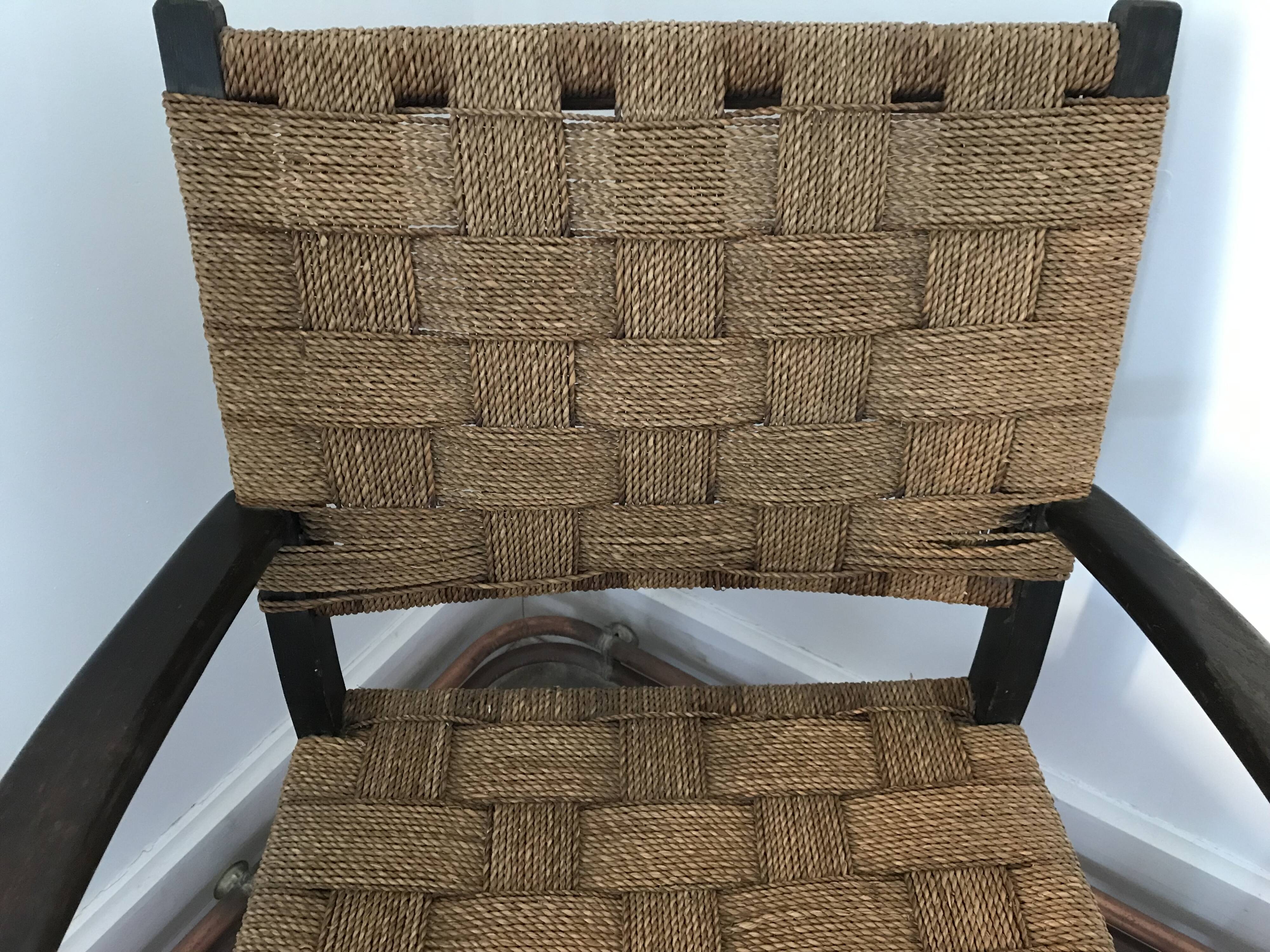 Pair of vintage rope armchairs, wooden frame, Sweden, 1960, Axel Larsson