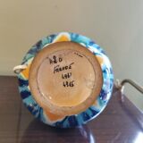 Vintage blue ceramic ball lamp signed