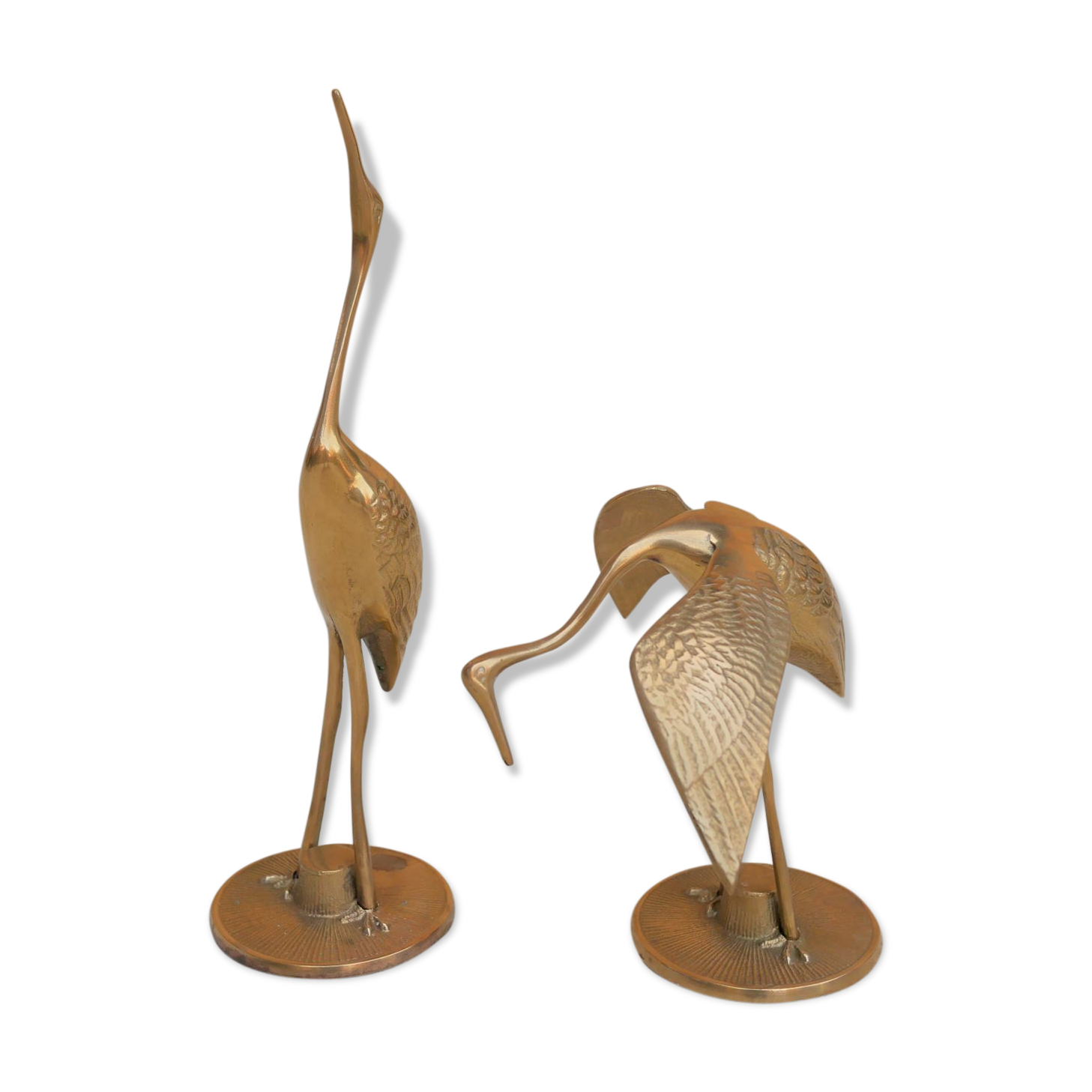 Couple de hérons vintage en laiton