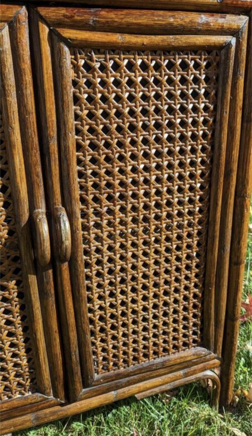 Vintage rattan bookcase shelf