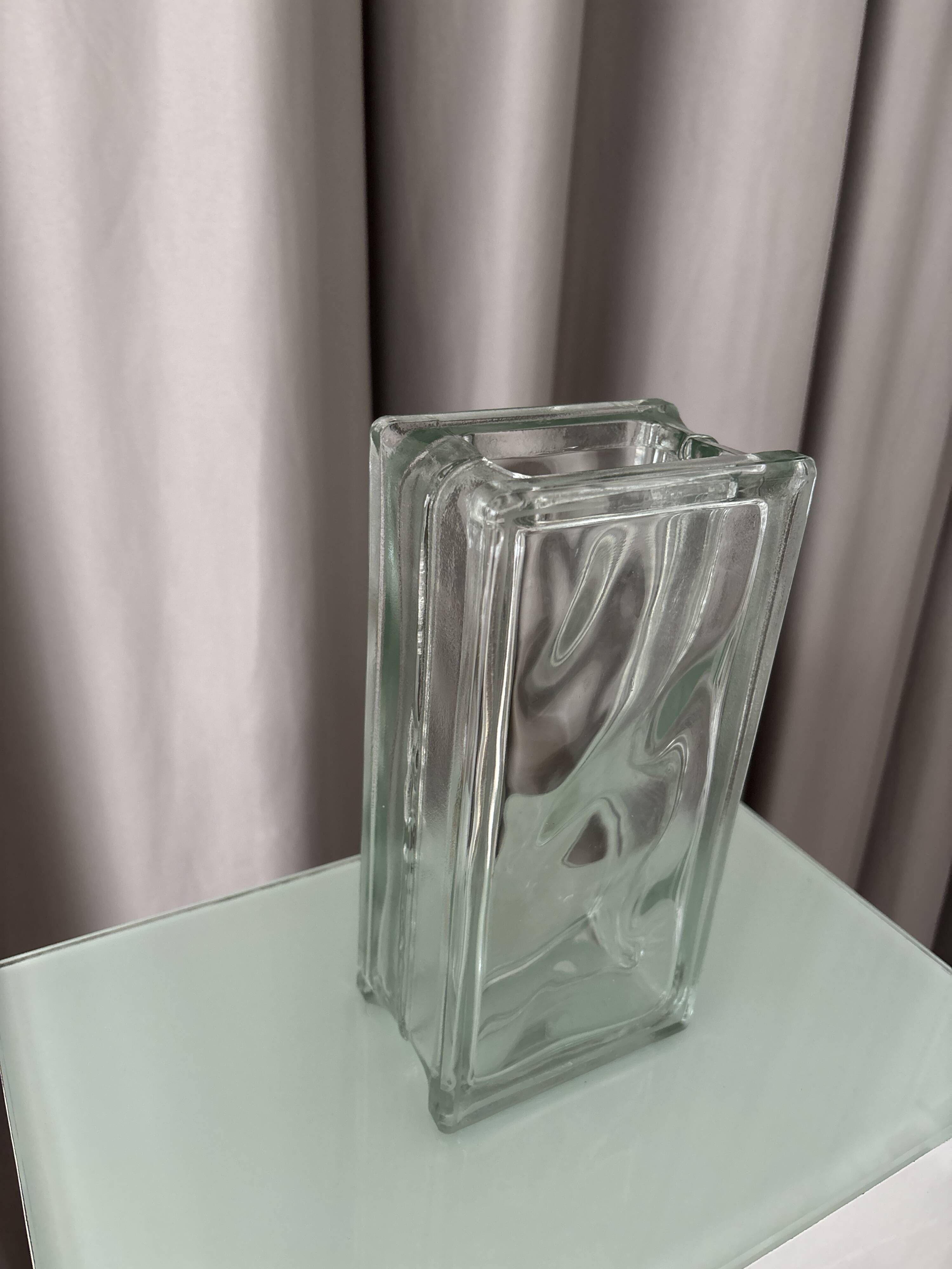 Vintage Rectangular Glass Brick Vase – Minimalist Modern Design (ca. 1980s–