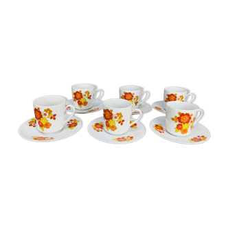 Service à thé et dessert en porcelaine à décor de fleurs, Allemagne 1970