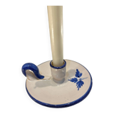 Bougeoir céramique blanc avec fleurs bleues