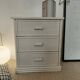 Vintage cane chest of drawers with 3 drawers - white patinated wood - seaside spirit