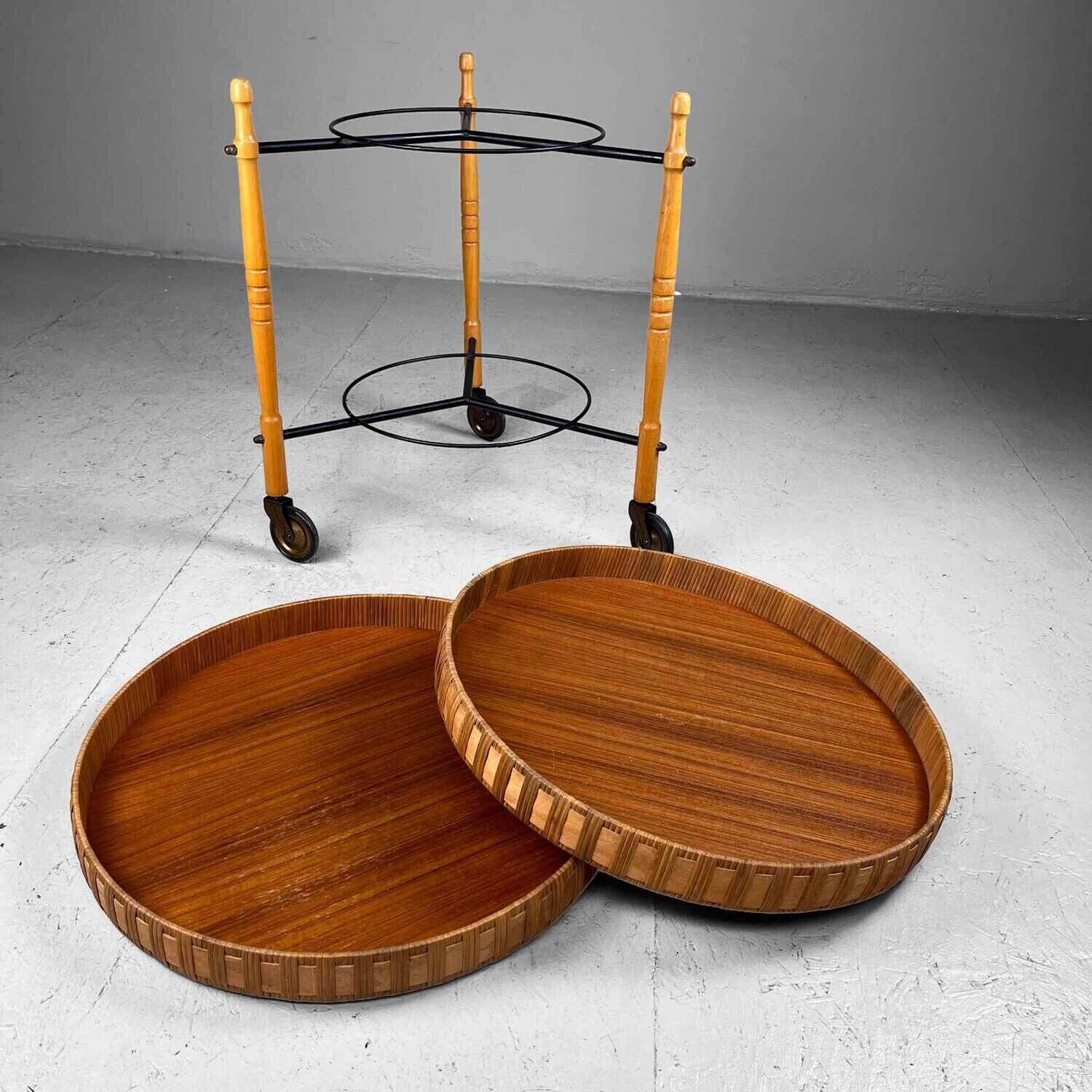 Mid-century wooden bar trolley