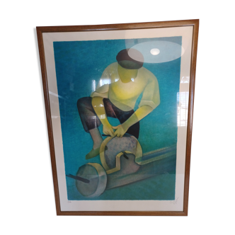Illustration by Louis Toffoli, artist's proof: the grinder, 1982