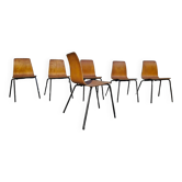Suite de 6 Chaises Pierre Guariche modèle Papyrus Édition Steiner 1950