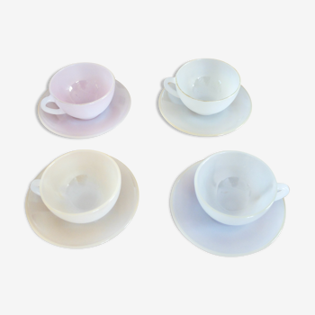 Lot of 4 cups Arcopal pastel