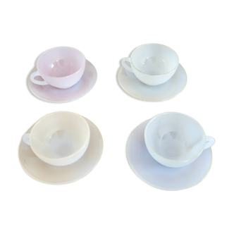 Lot of 4 cups Arcopal pastel