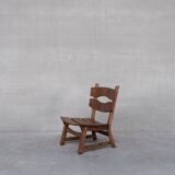 Brutalist mid-century low wooden lounge chair