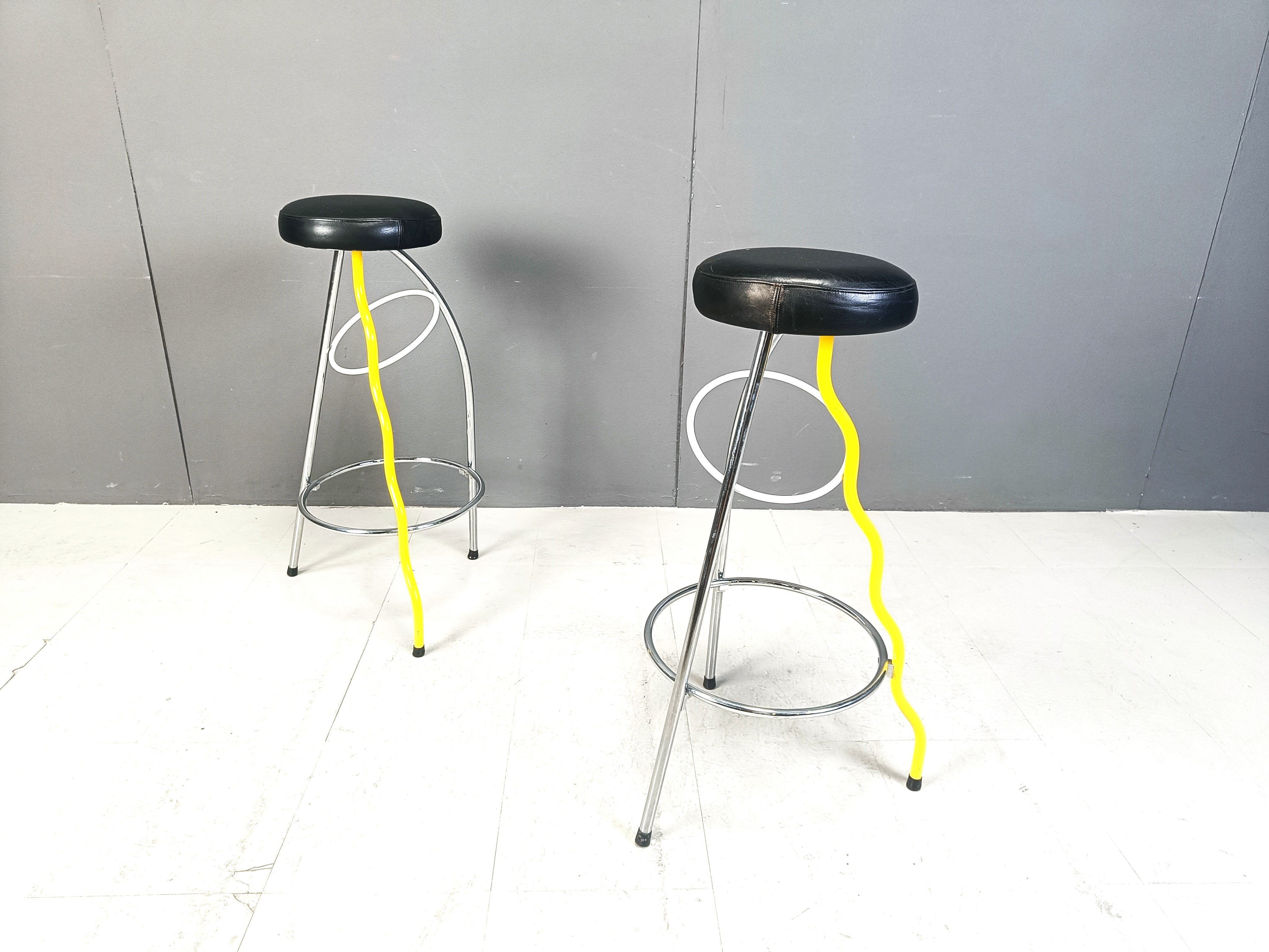 Pair of Duplex stools by Javier Mariscal for BD 1980s Memphis