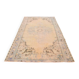 Tapis vintage beige, tapis turc vintage délavé par le soleil, tapis beige