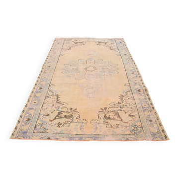 Tapis vintage beige, tapis turc vintage délavé par le soleil, tapis beige