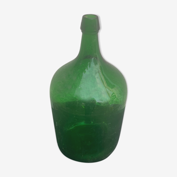 Dame jeanne en verre verte vintage