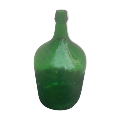 Dame jeanne en verre verte vintage
