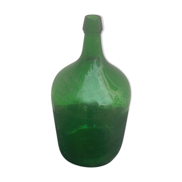 Dame jeanne en verre verte vintage
