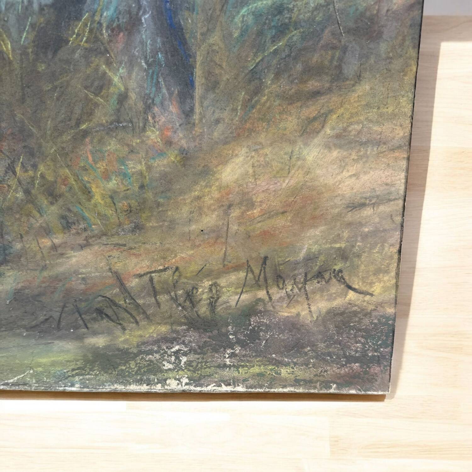Old pastel signed Théo Mayan: "In Camargue" (early 1900)