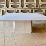 Square table in softened travertine by Berraldacci Design Collection