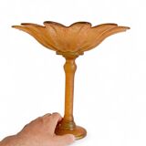 Art Nouveau Glass Compote Vase, Palm Tree Design, French, Early 20th-C