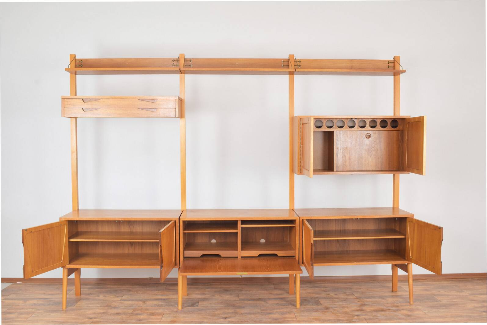 Teak Wall Unit by Kjell Riise for Rival Brodrene Jatogs, 1960s, Set of 3