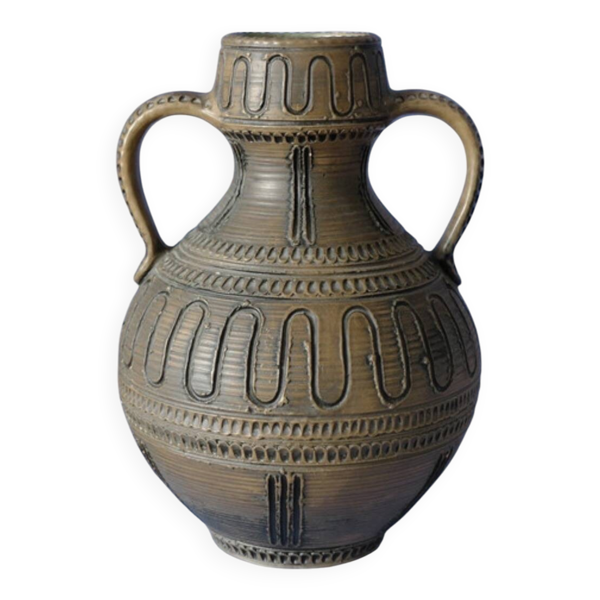Grand vase marron ou pot décoratif Autrichien
